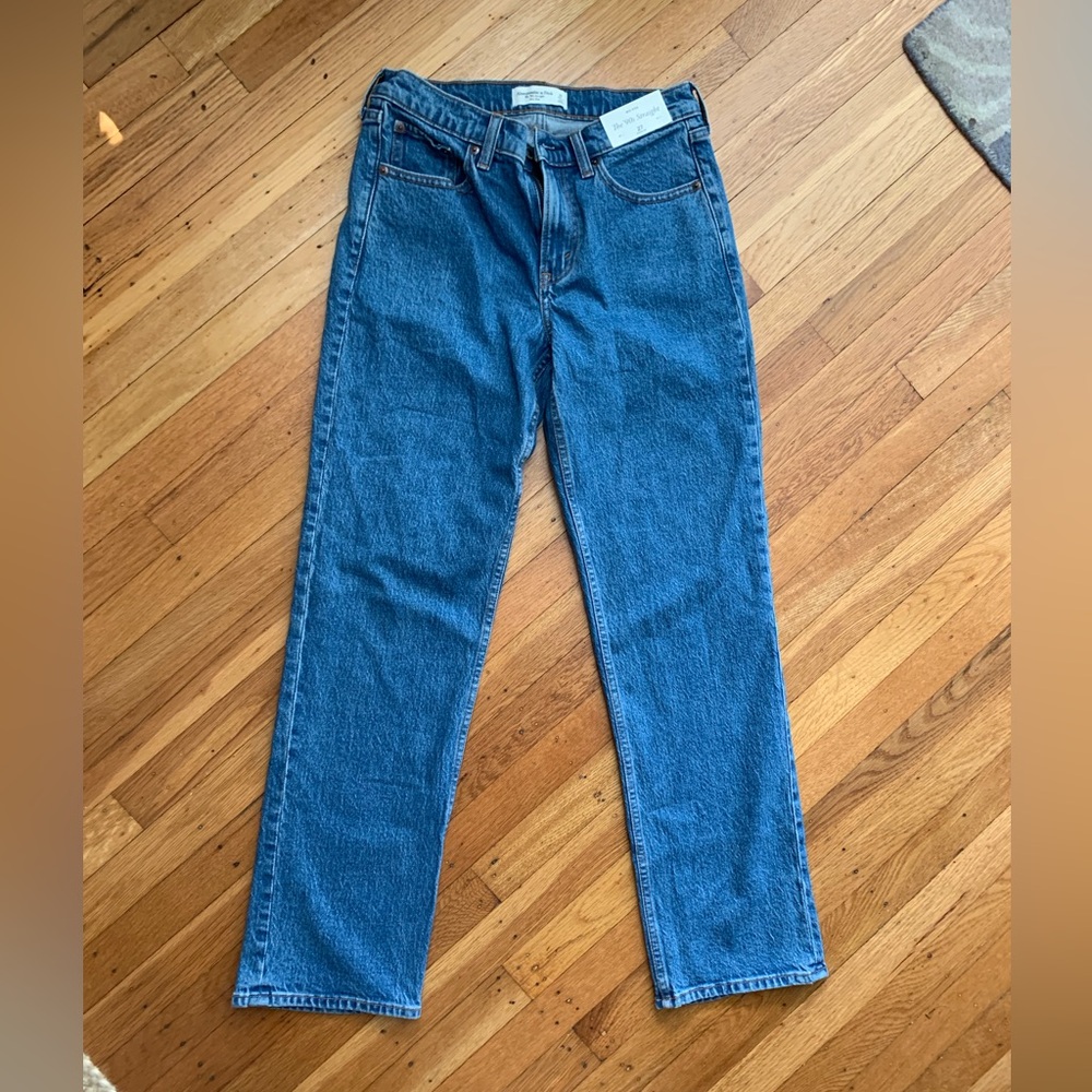Abercrombie & Fitch Women's Straight-Leg Jeans in Classic Blue
